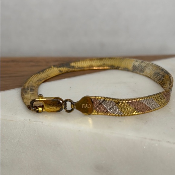 Vintage Italian Estate Gold Tone, Copper Tone and 925 Silver Bracelet lot C51 - Picture 3 of 9